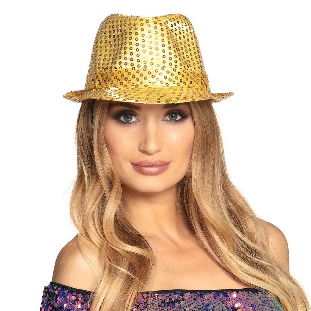 Hoed Popstar sequins goud - Image 2