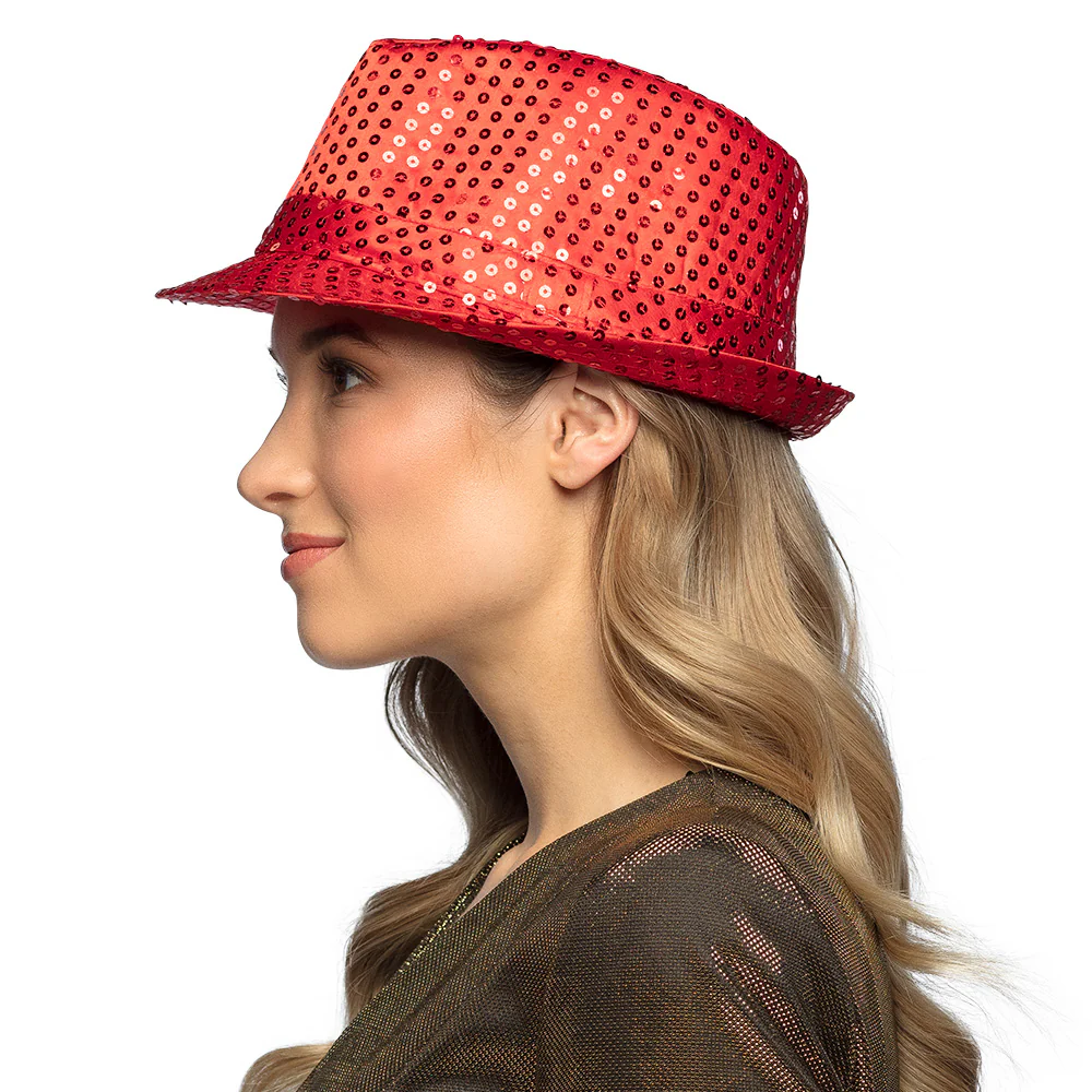 Hoed Popstar sequins rood - Image 4