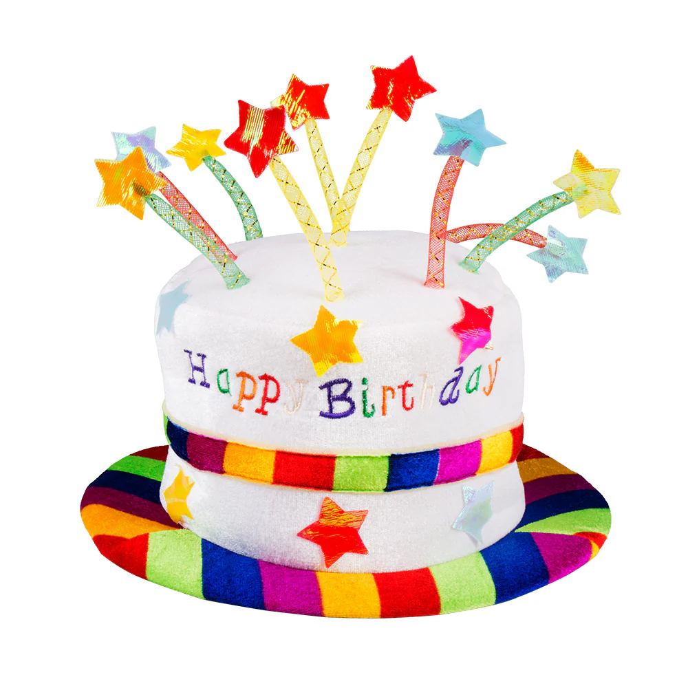 Hoed regenboog cake 'Happy Birthday'