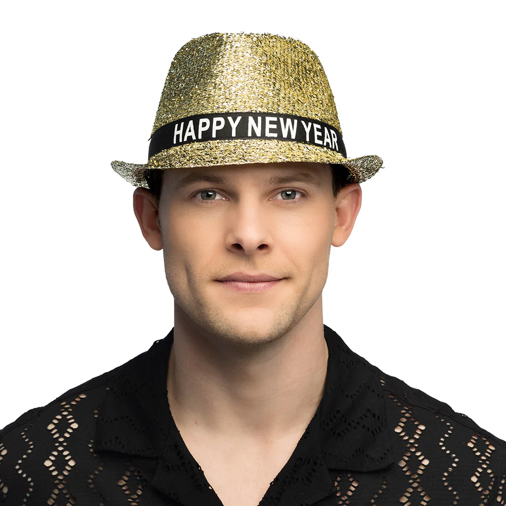 Hoed Sparkling 'Happy new year' goud - Image 3