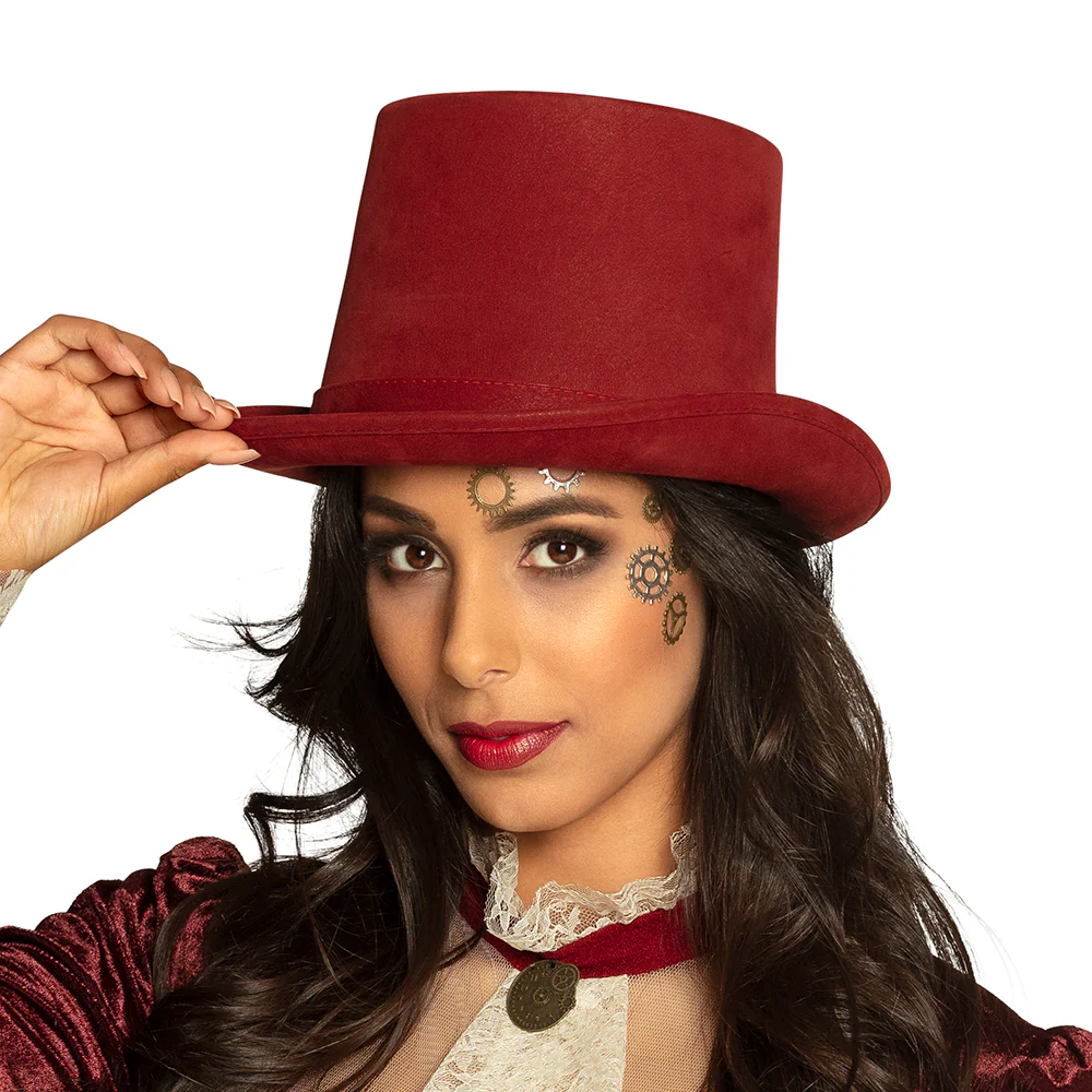 Hoge hoed rood deluxe bordeaux - Image 2