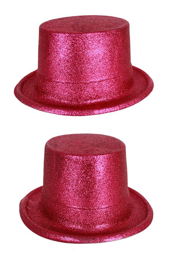 Roze hoge hoed glitter