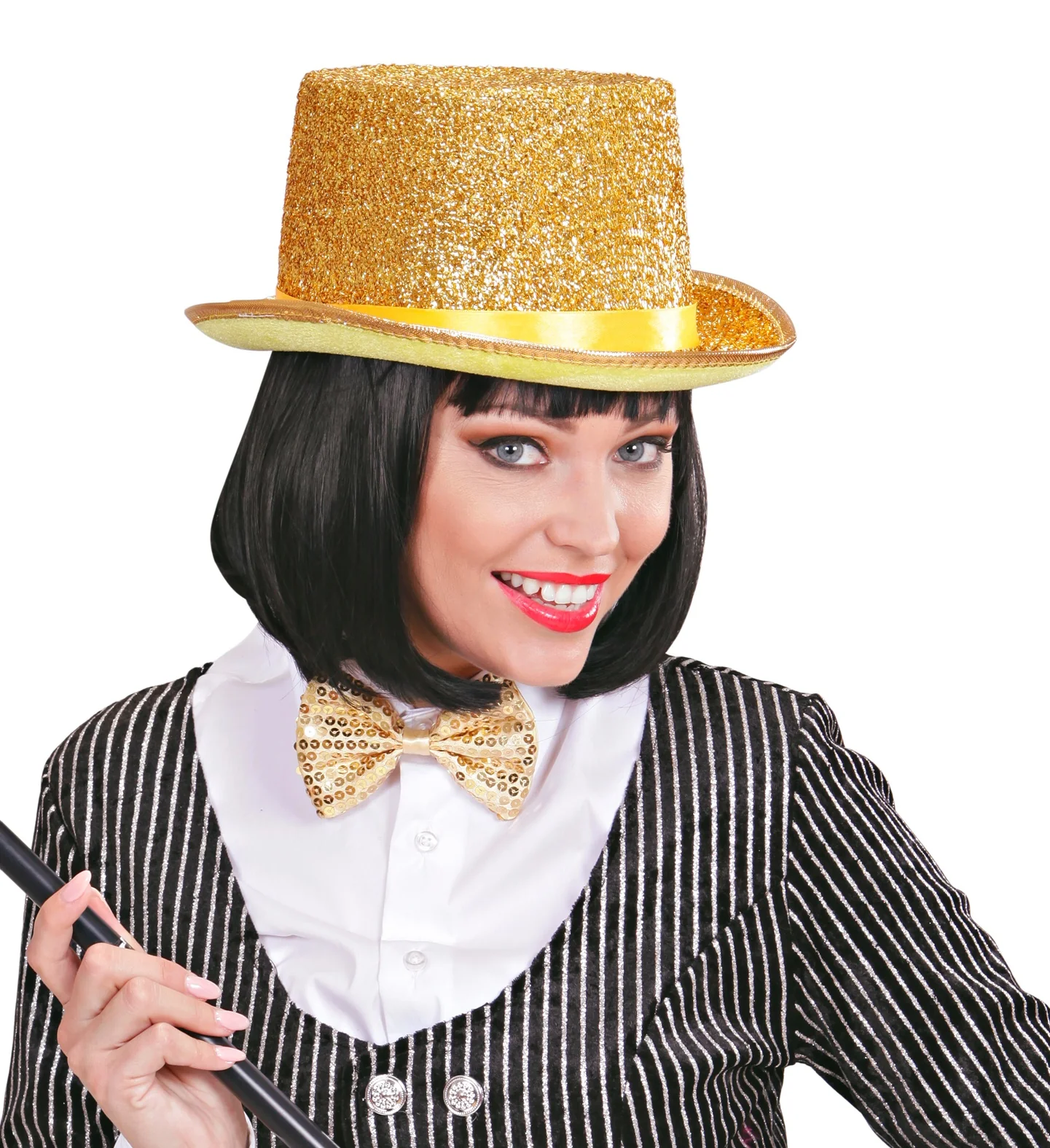 Hoge hoed goud glitter lurex - Image 3
