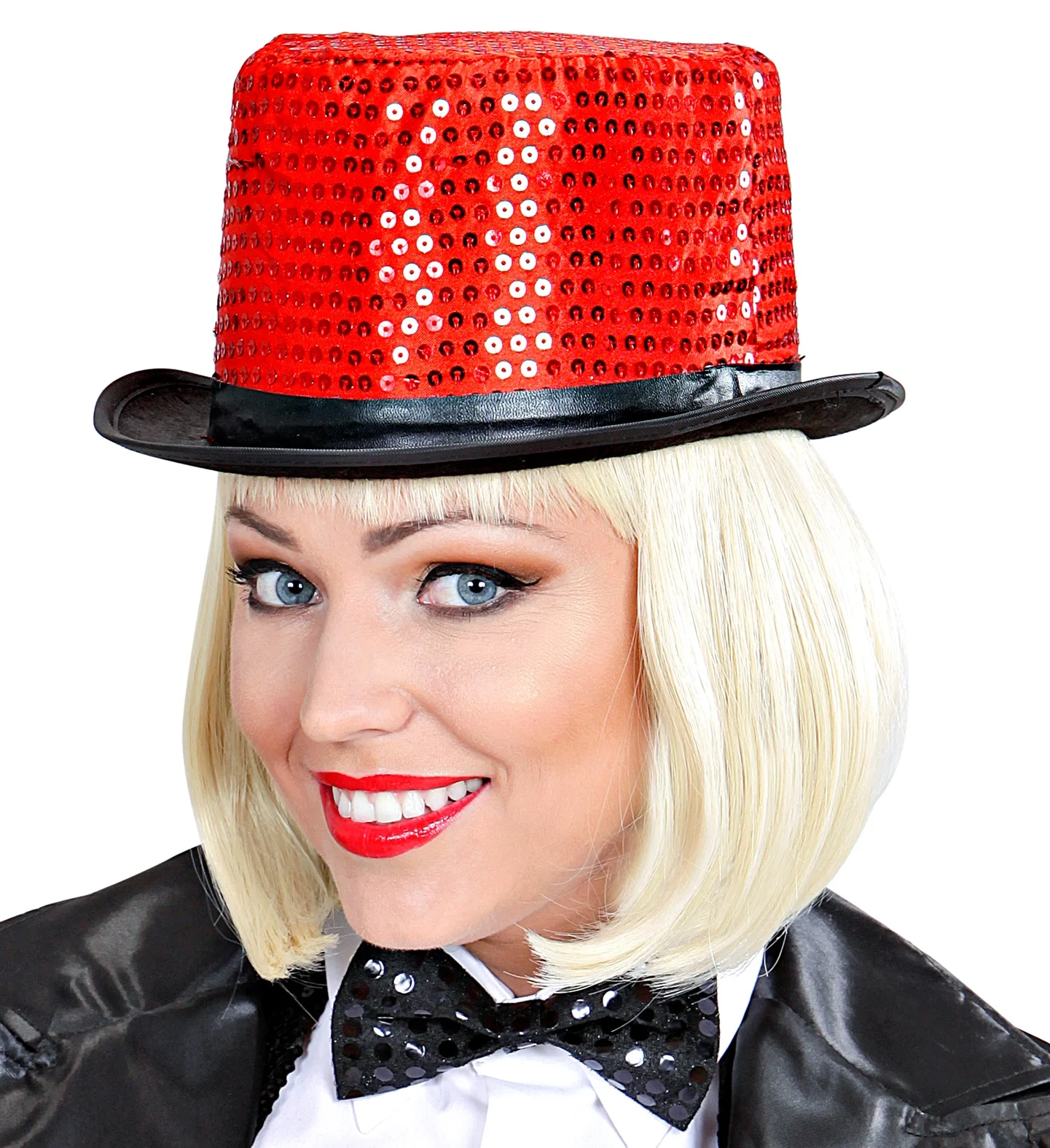 hoge hoed pailletten rood - Image 3