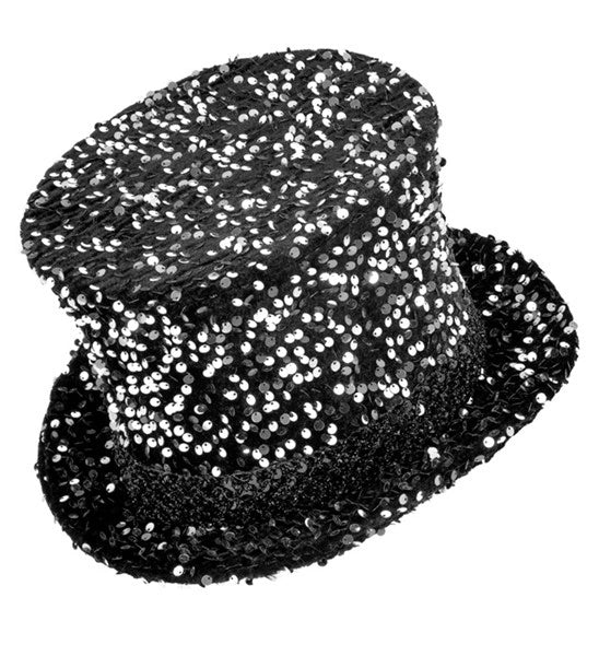 Hoge hoed pailletten zwart/zilver Thijs top kwaliteit - Image 4