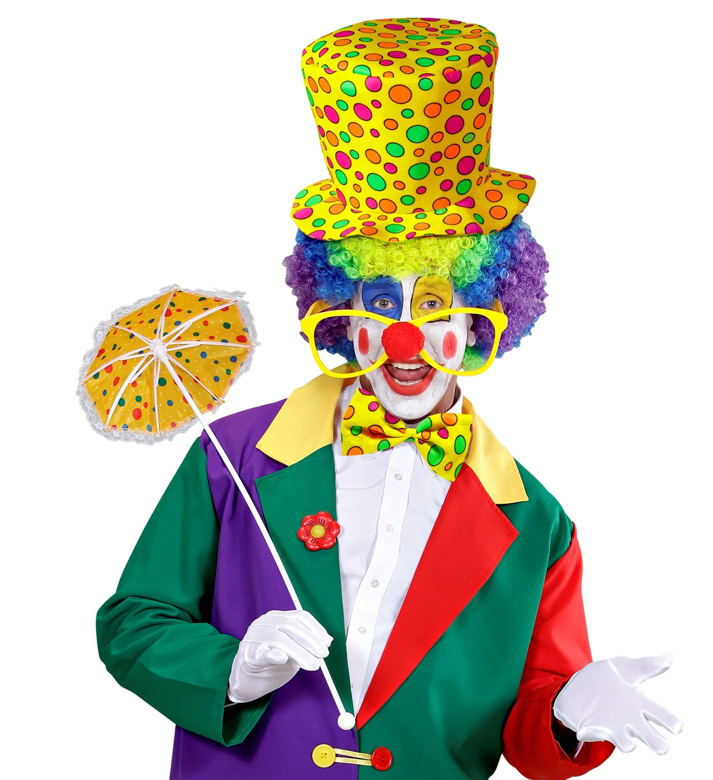 Clowns hoed met strik geel - Image 3