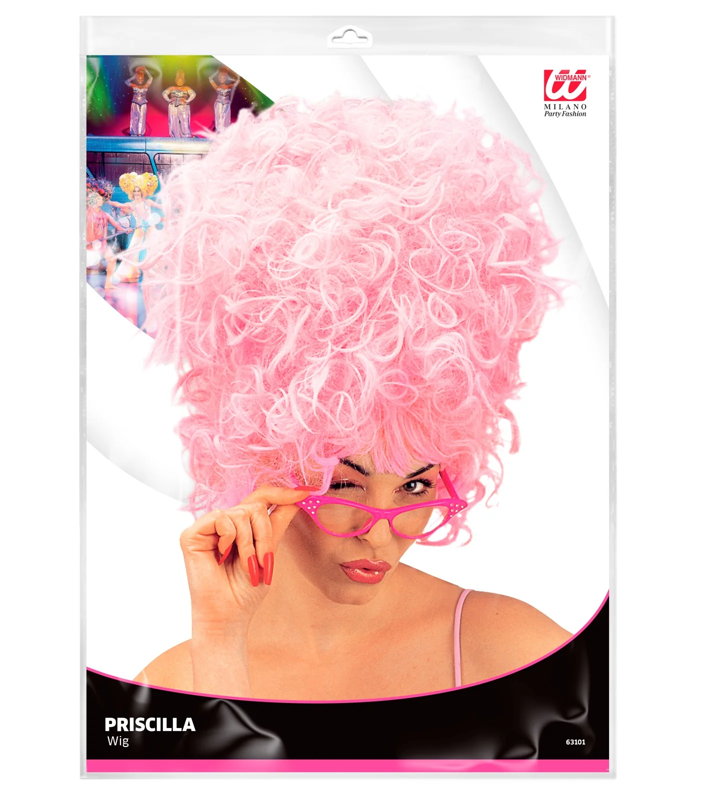 Hoge pruik Priscilla Roze - Image 2