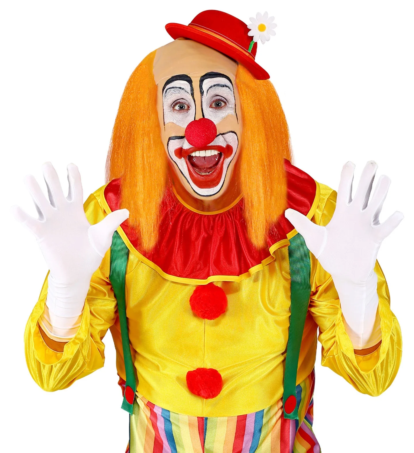 Kale kop pruik clown met oranje haar - Image 3
