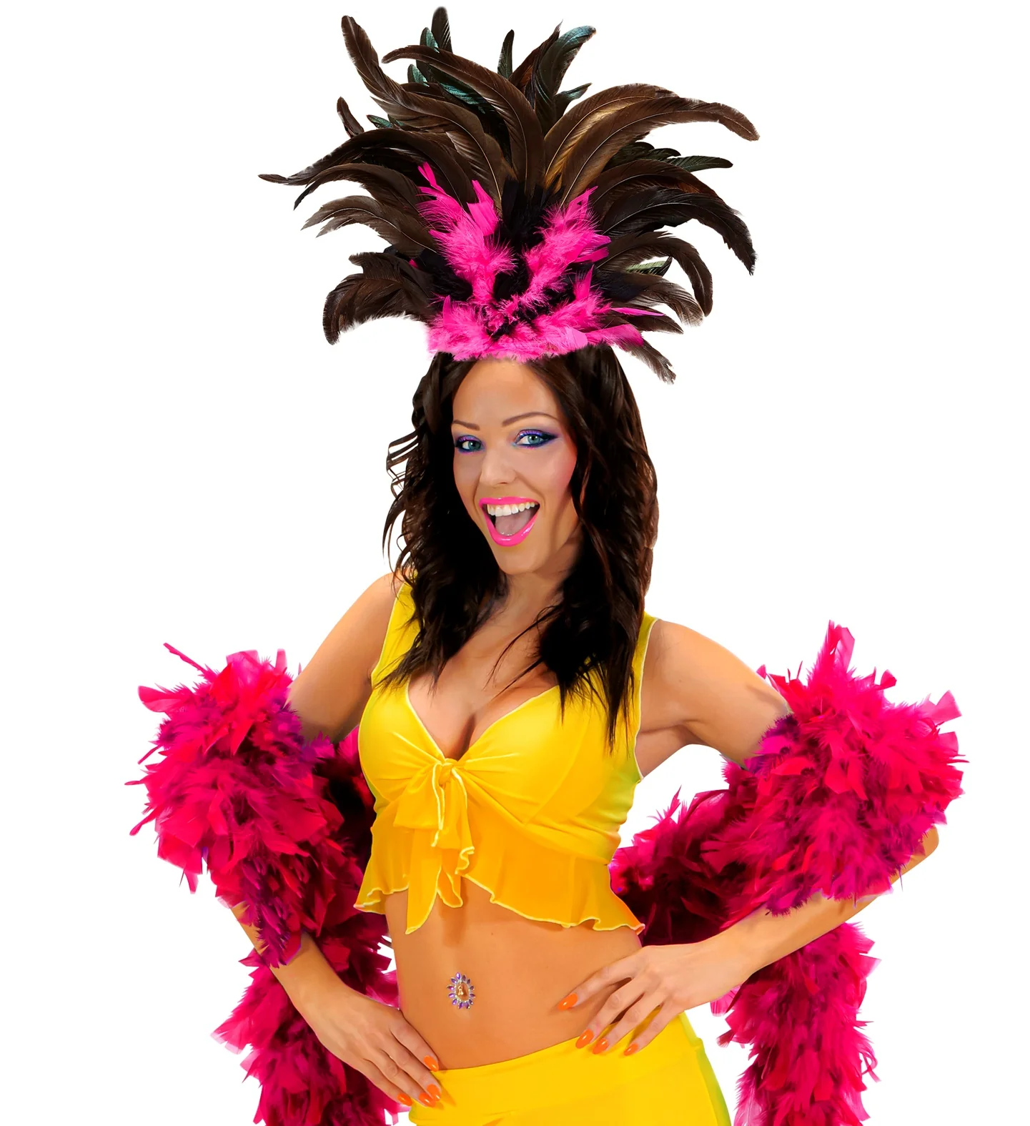 Hoofdband Copa Cabana veren Zwart roze - Image 3