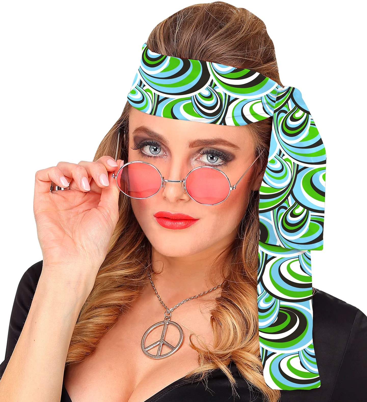 Hoofdband hippie blauw groen - Image 3