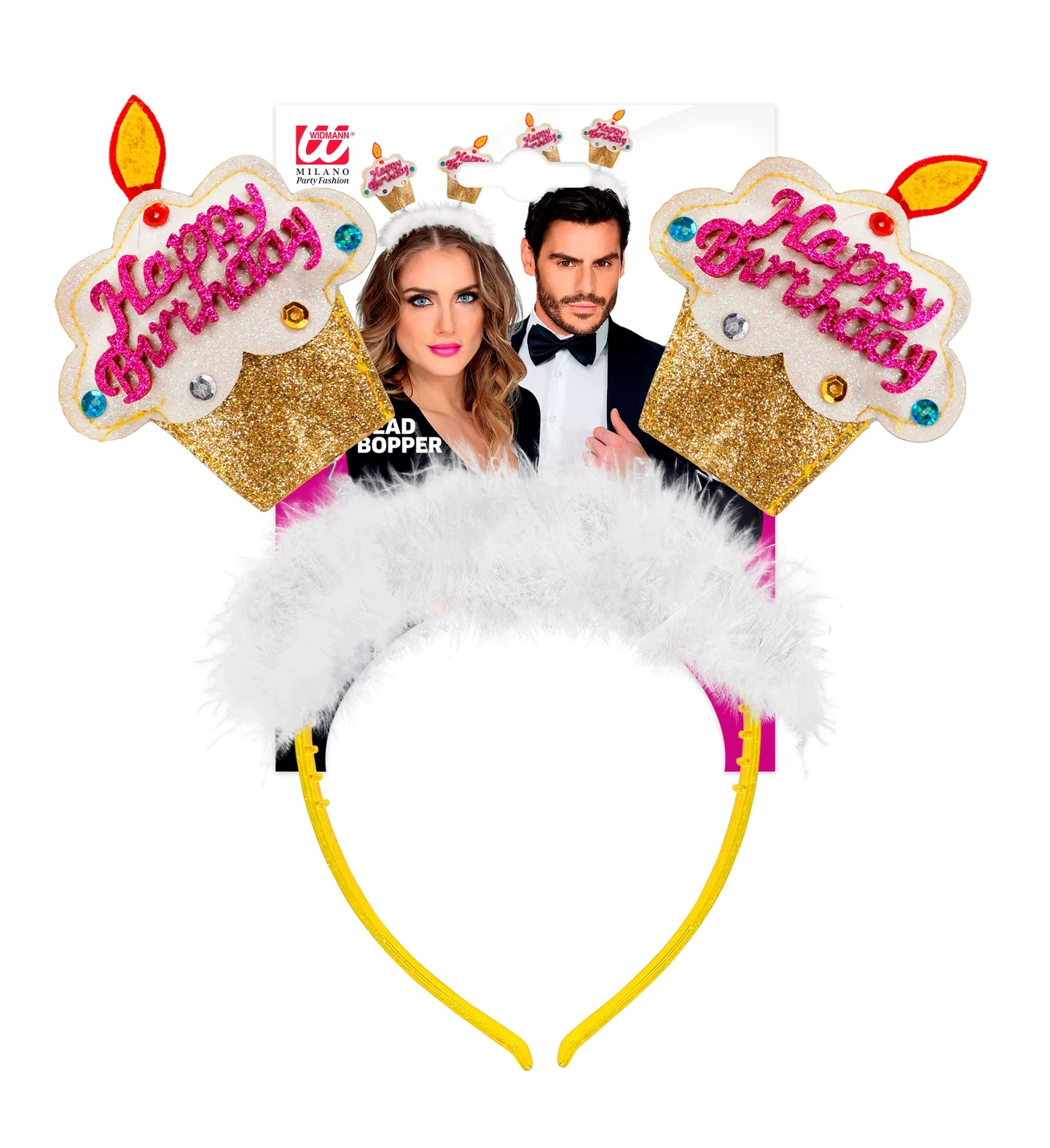 Diadeem happy birthday cake goud/ wit - Image 3