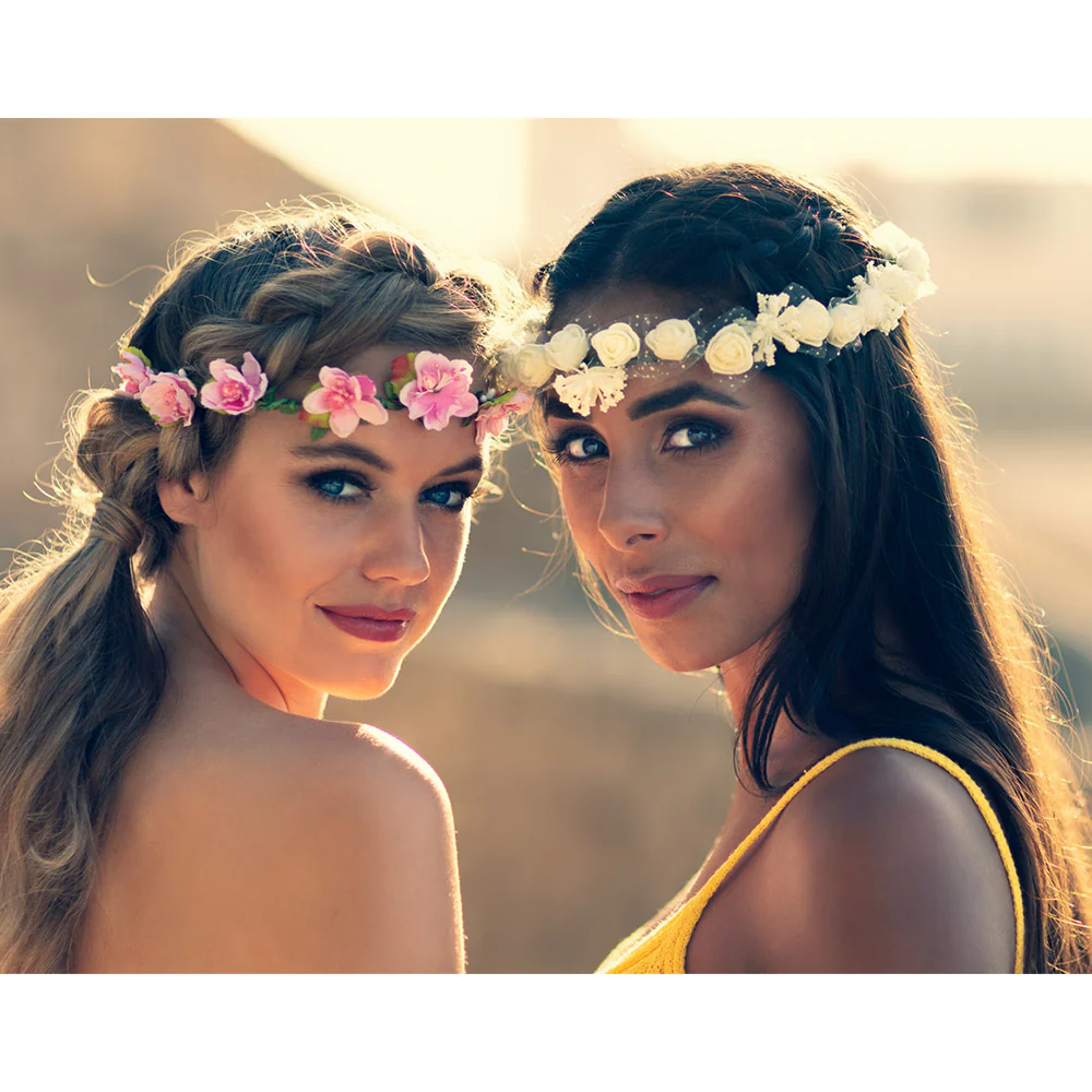 Hippie hoofdband Ibiza witte bloemen - Image 3