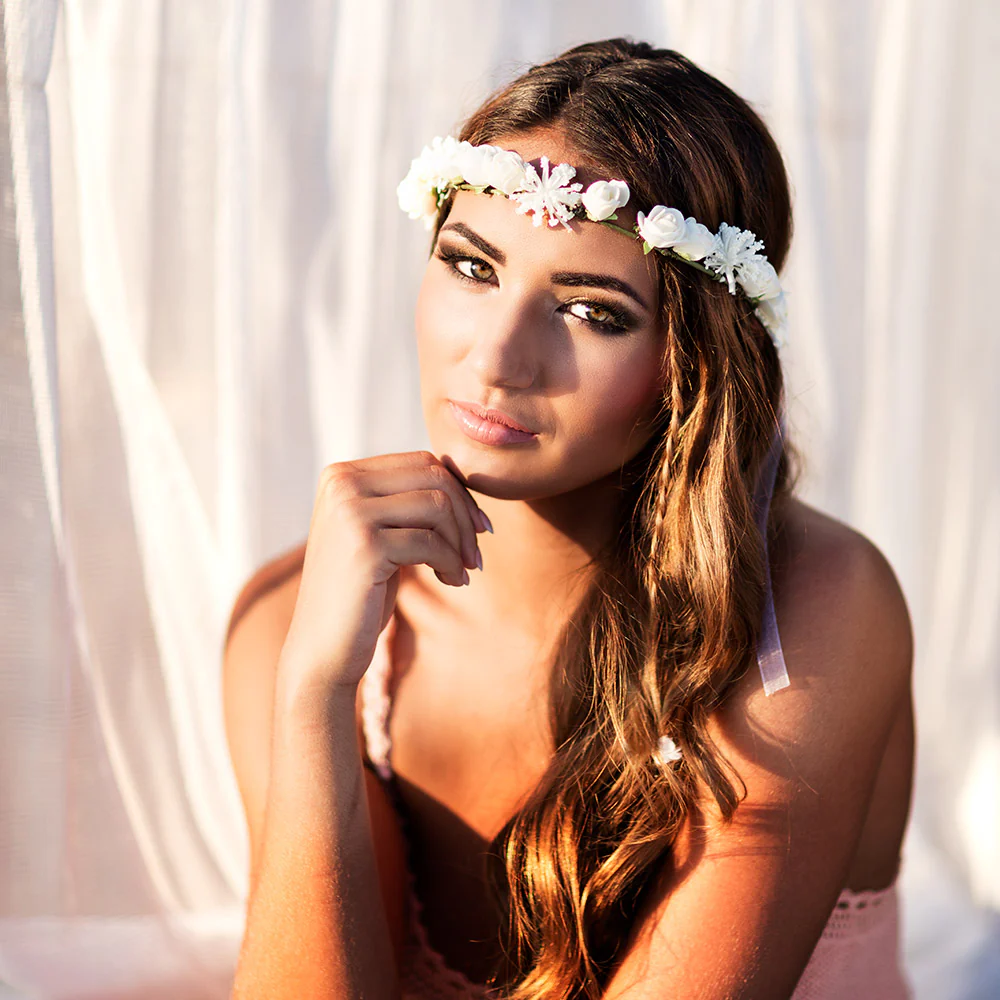 Hippie hoofdband Ibiza witte bloemen - Image 4
