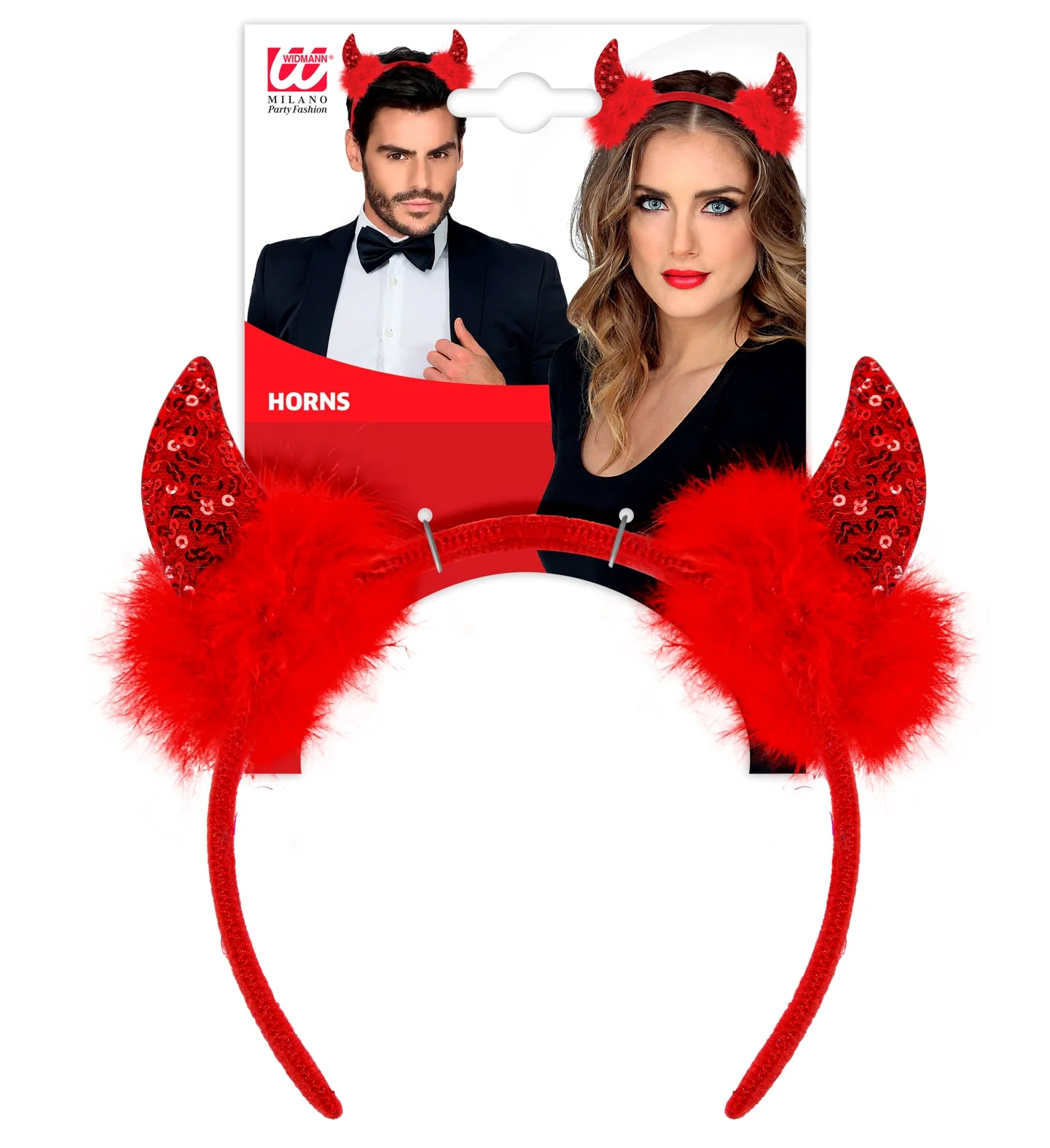 Hoofdband pailletten hoorntjes Evi rood - Image 6