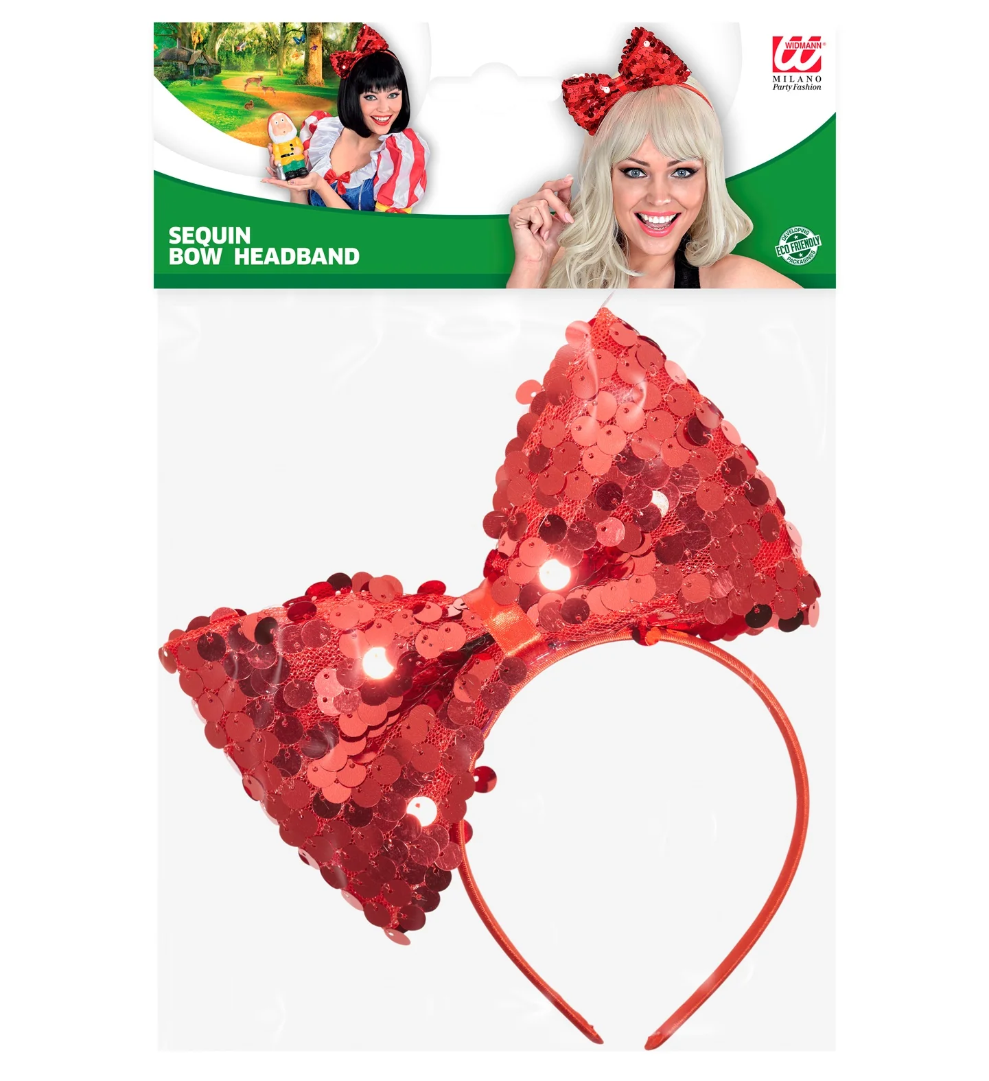 hoofdband met paillettenstrik rood - Image 5