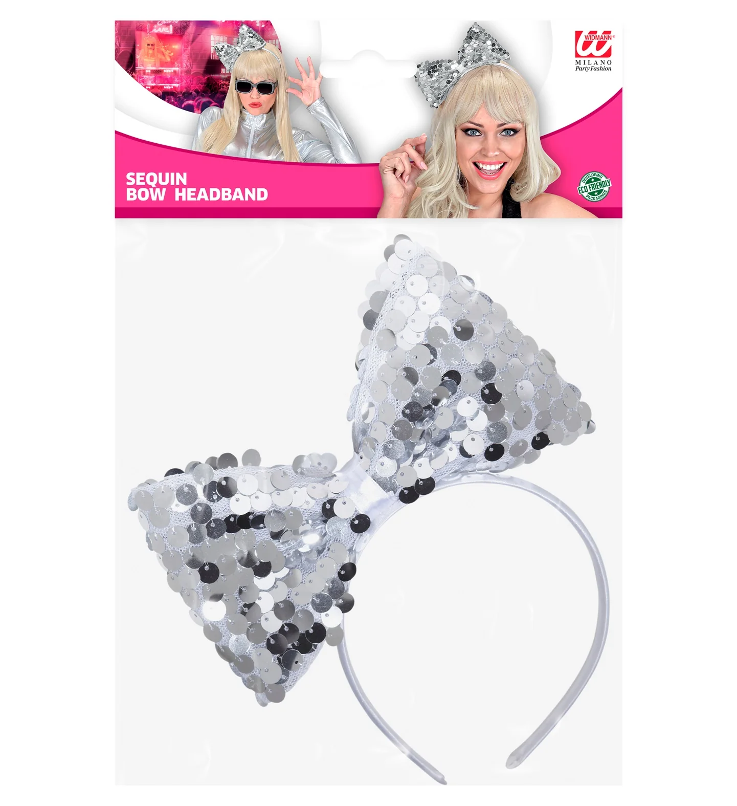 hoofdband met paillettenstrik zilver - Image 6