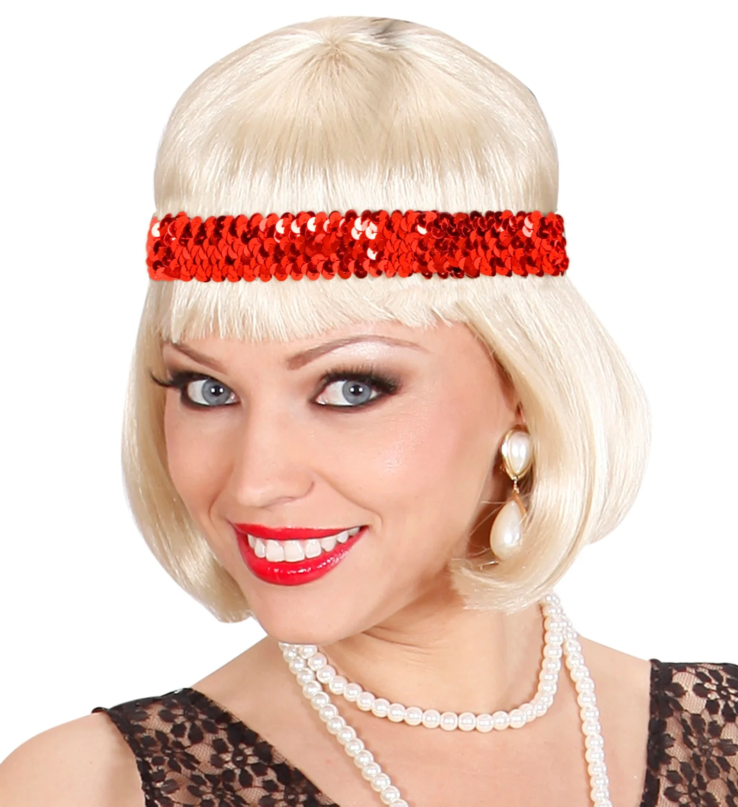 Hoofdband Charleston pailletten rood - Image 3