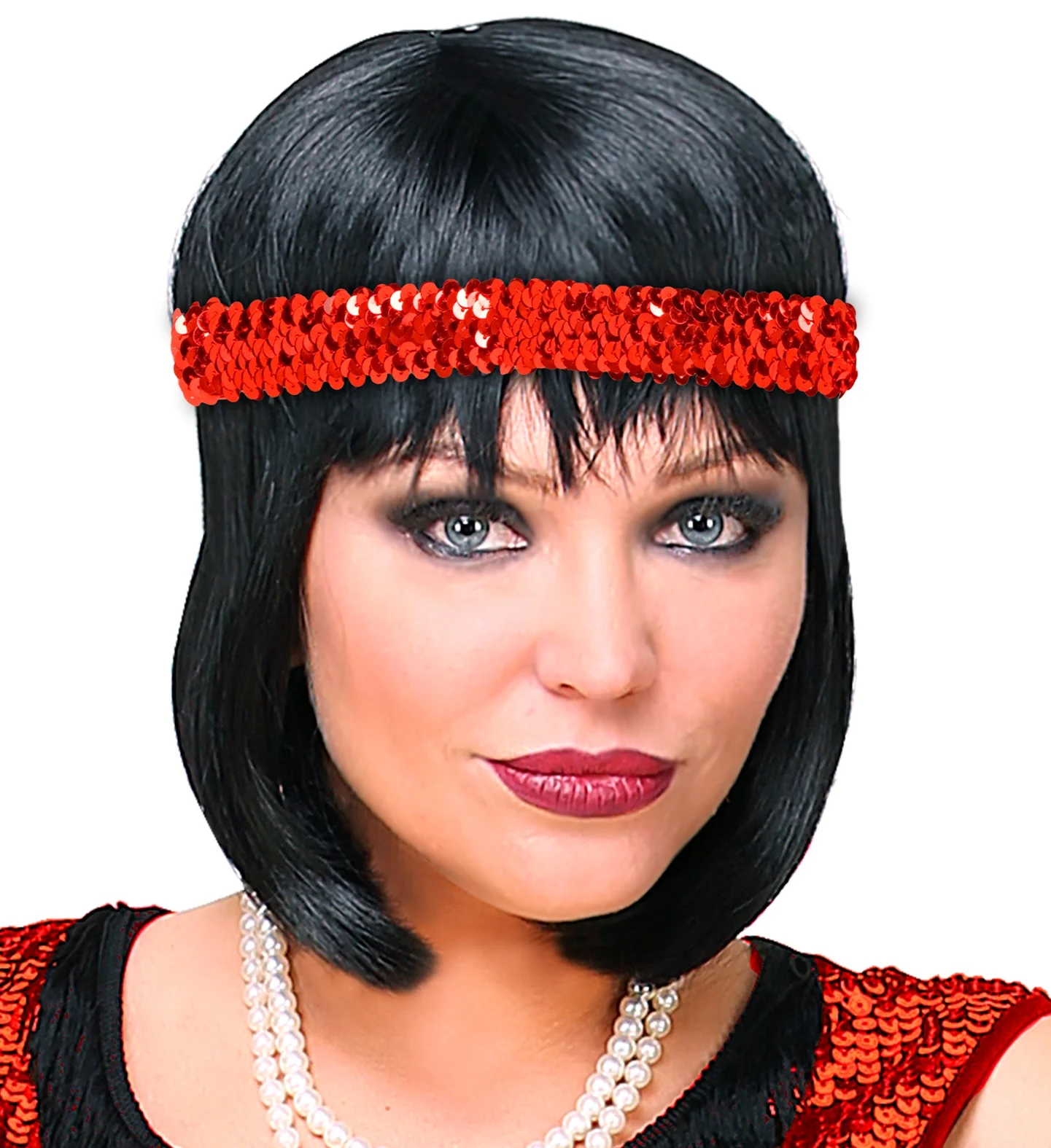 Hoofdband Charleston pailletten rood - Image 4
