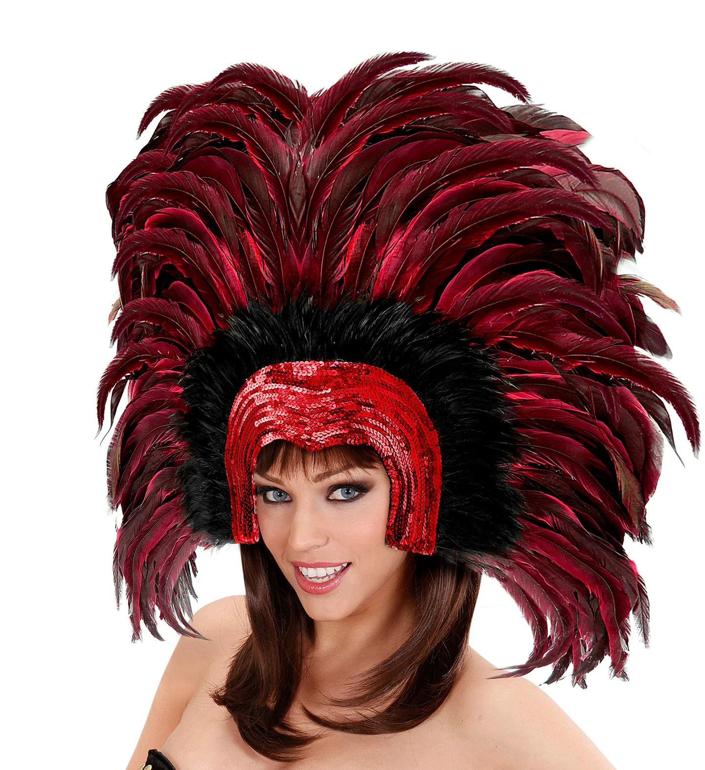 Braziliaanse veren hoofdbedekking rood - Image 2