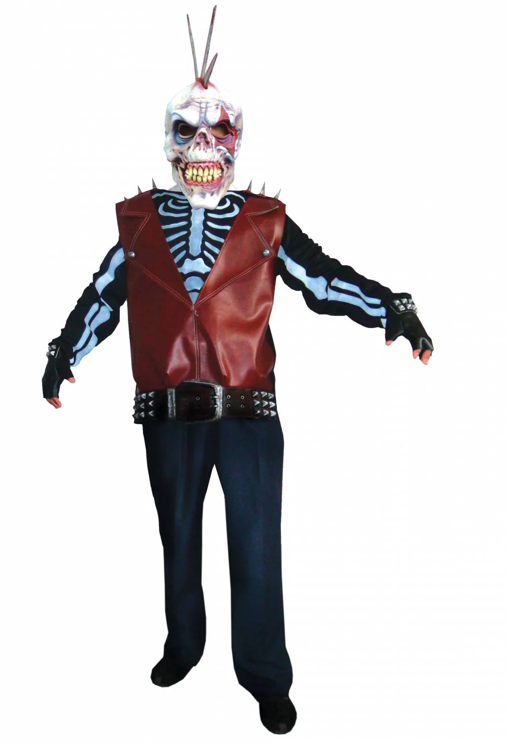Zombie skelet pak punker kostuum - Image 2