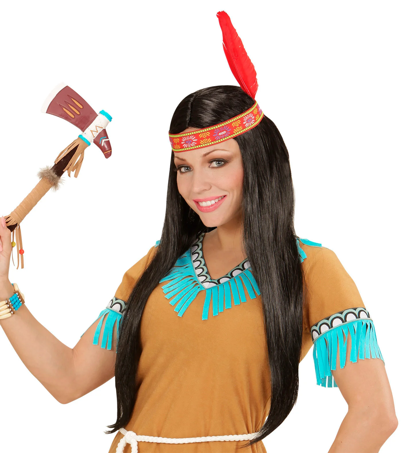 Indianen pruik hoofdband met veer dames - Image 2