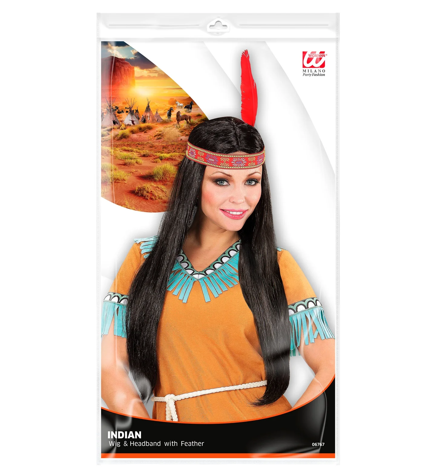 Indianen pruik hoofdband met veer dames - Image 3
