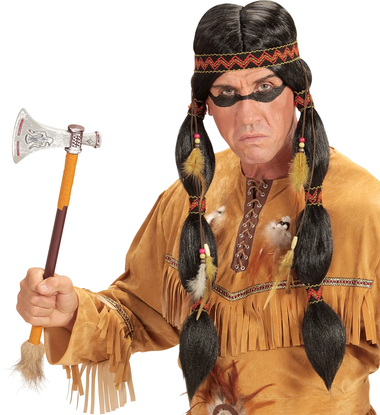 Indianen pruik Adna met haarbandje - Image 2