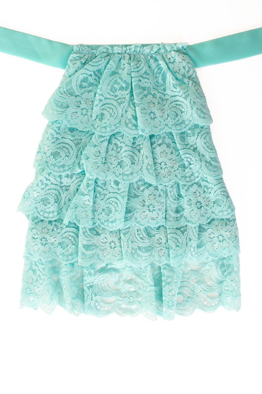 Jabot kant luxe turquoise