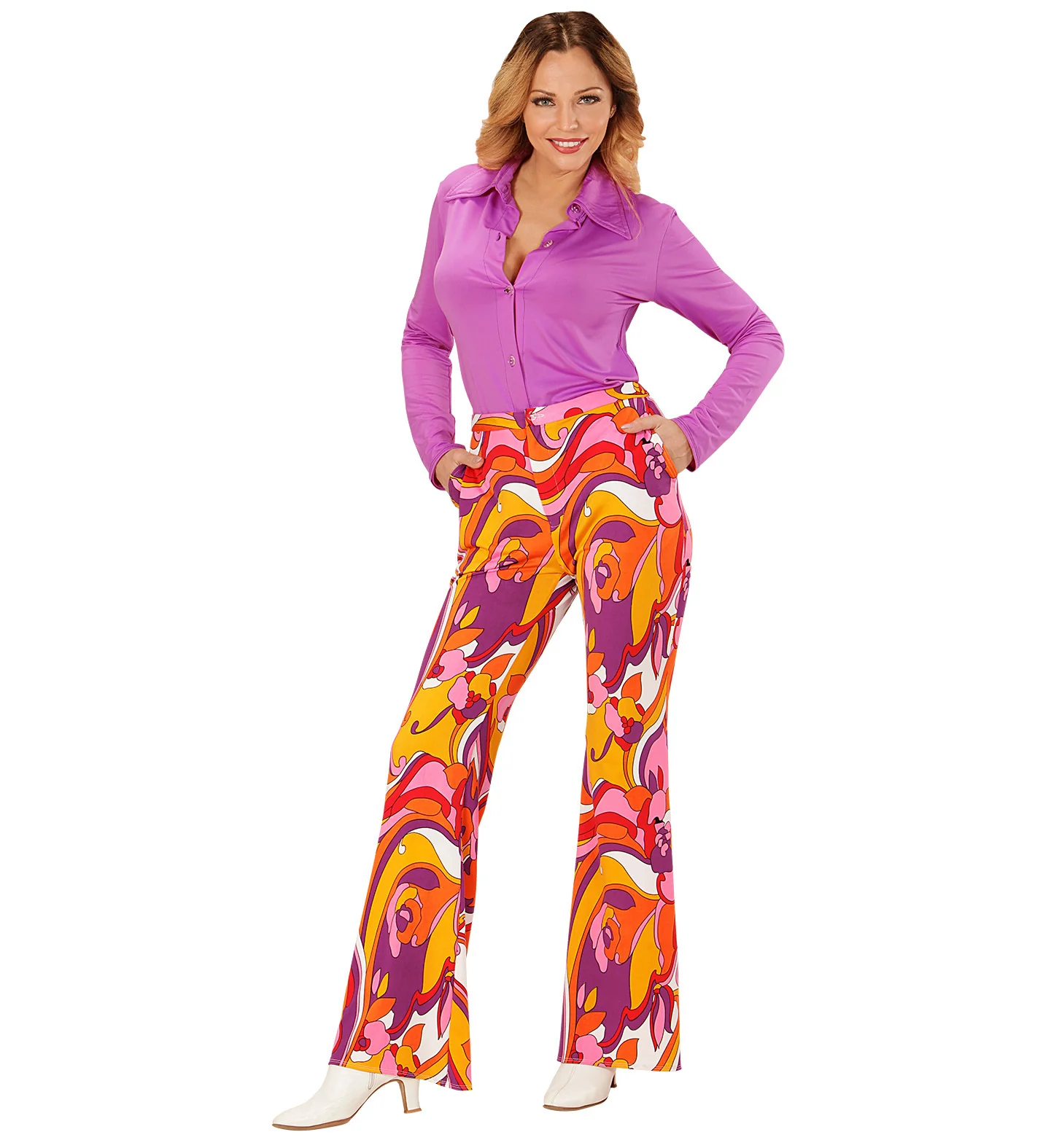 Jaren 70 disco broek Groovy Orchidee - Image 2