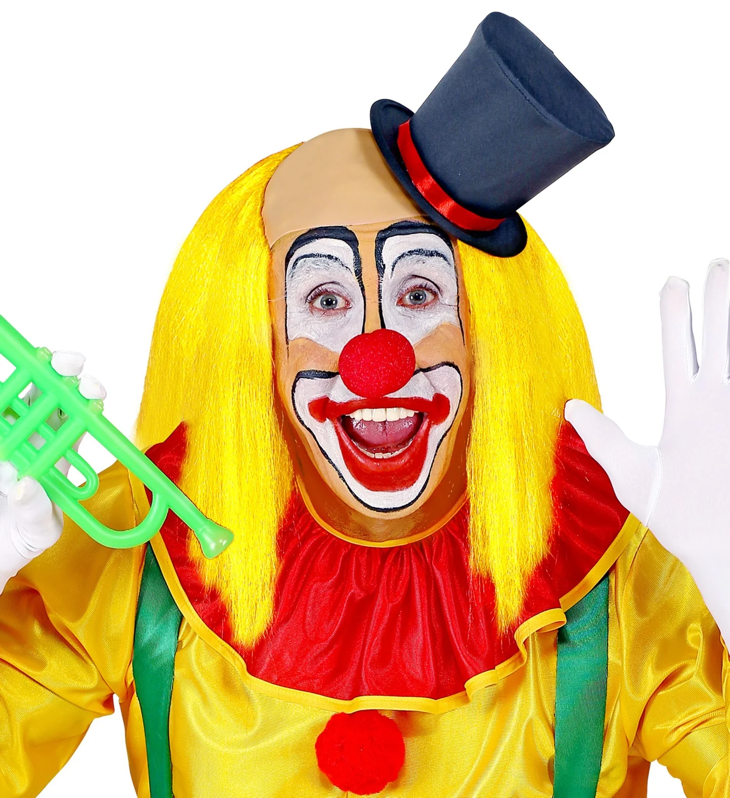Kale kop pruik clown met geel haar - Image 2