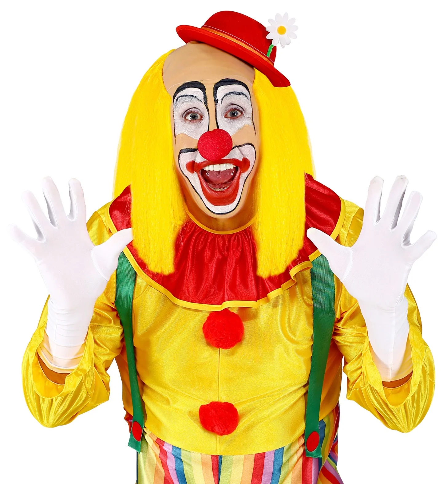 Kale kop pruik clown met geel haar - Image 3
