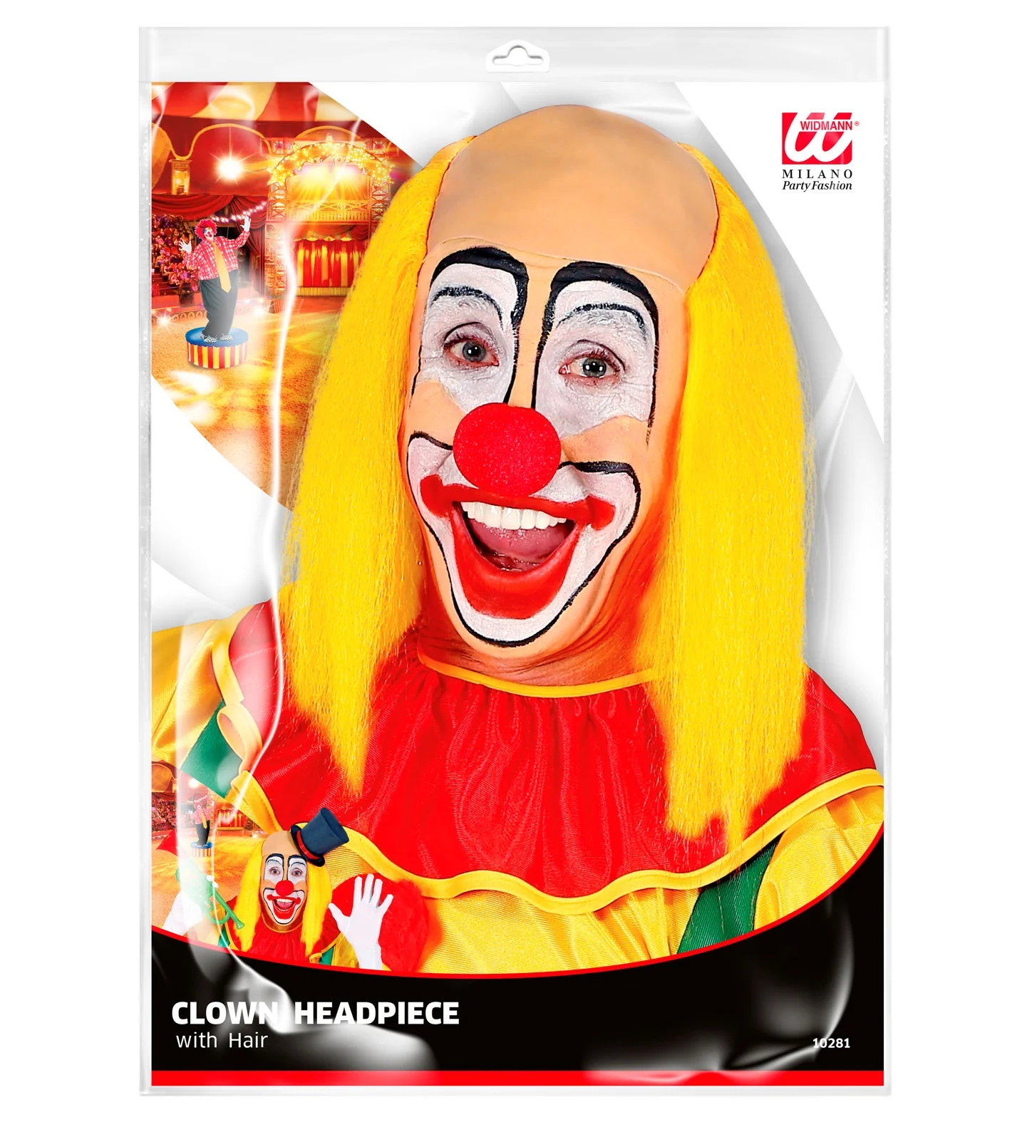 Kale kop pruik clown met geel haar - Image 4