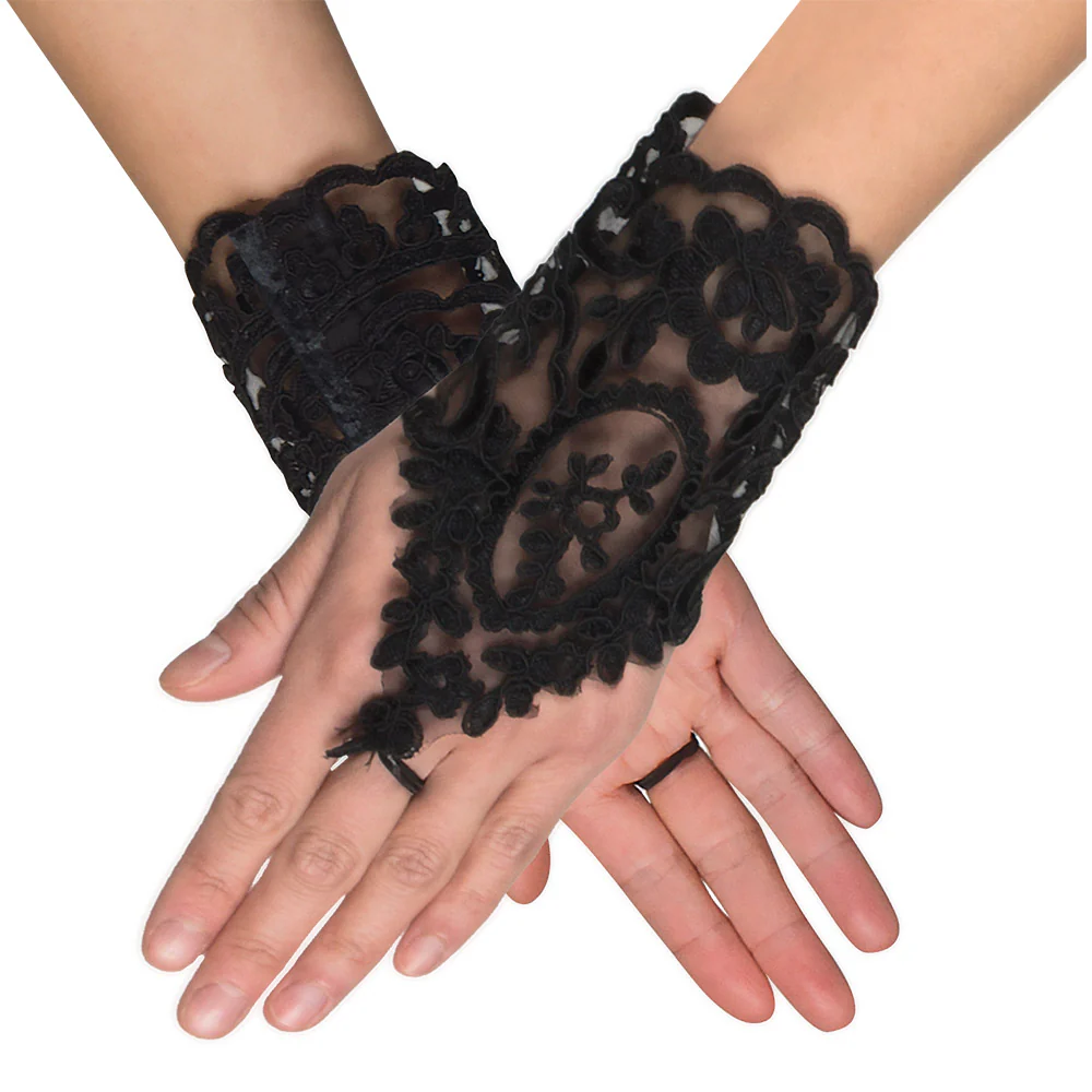 Kanten handschoenen Florence zwart
