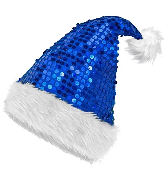 Kerstman muts pluche en pailletten blauw Lotte - Image 4