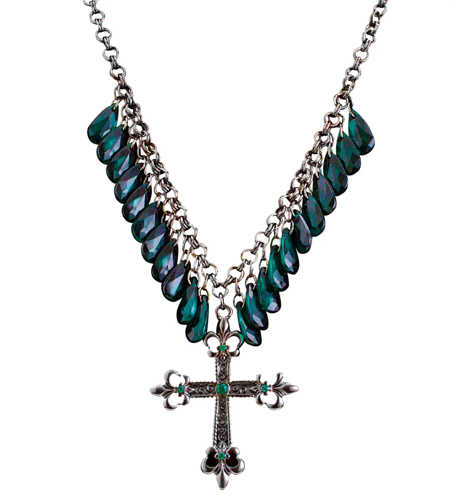 Groene gothic ketting met kruis