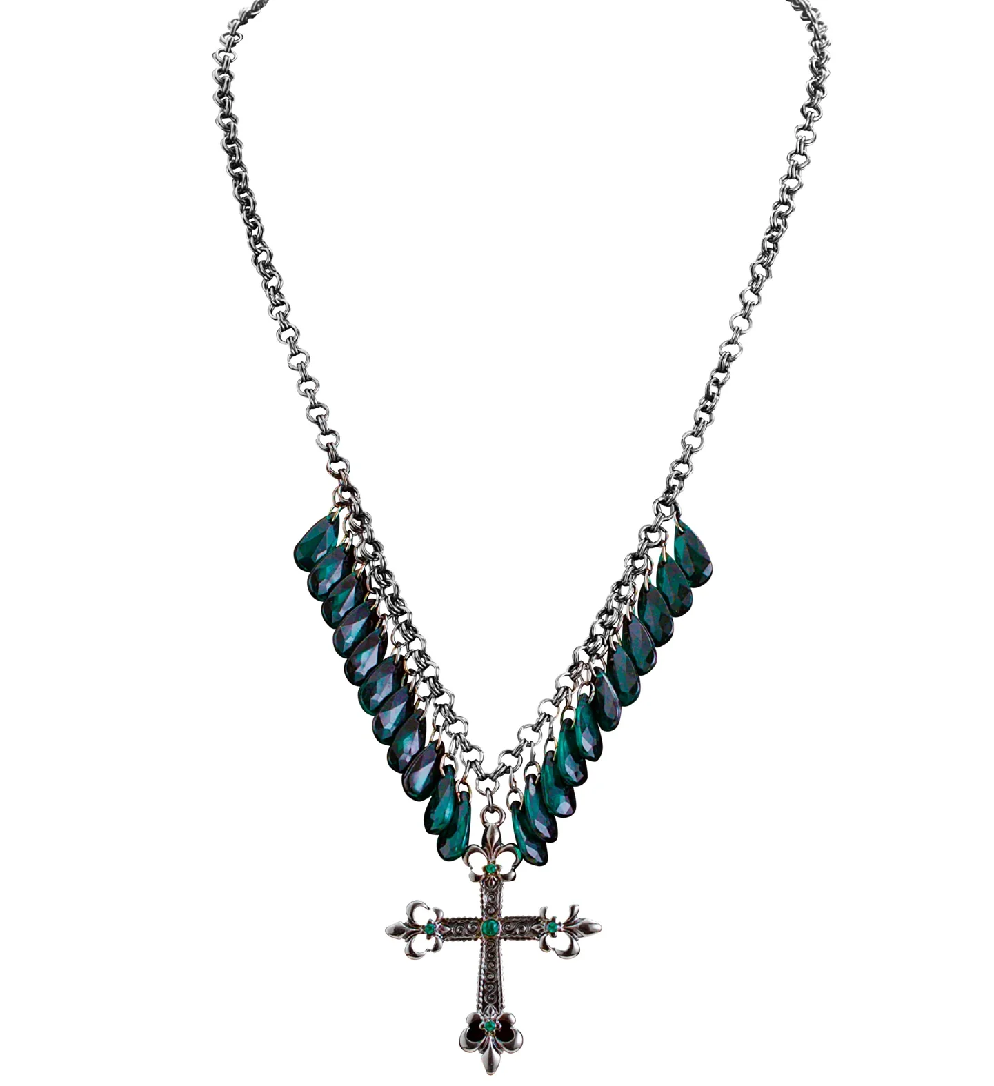 Groene gothic ketting met kruis - Image 2