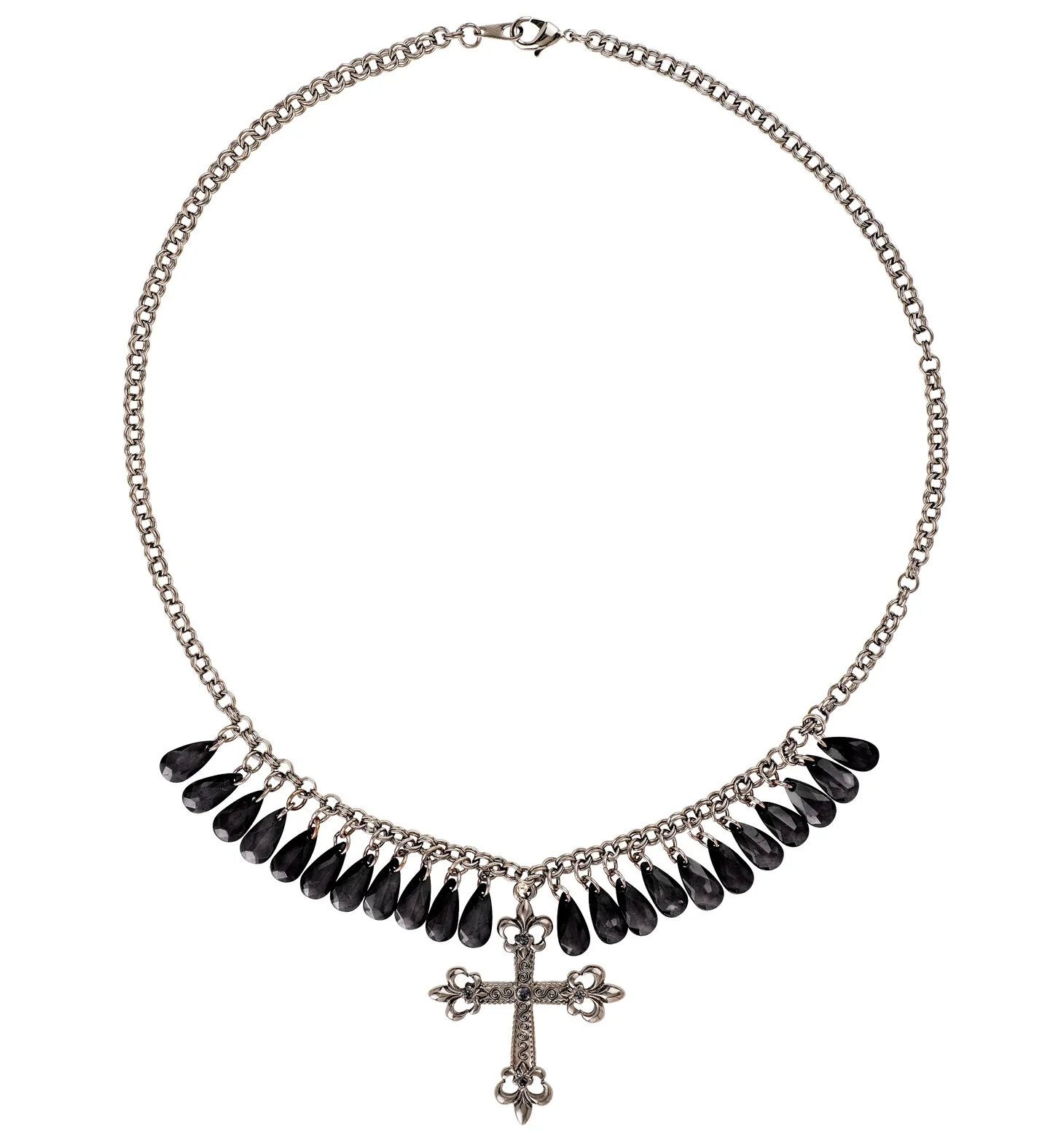 Zwarte gothic ketting met kruis
