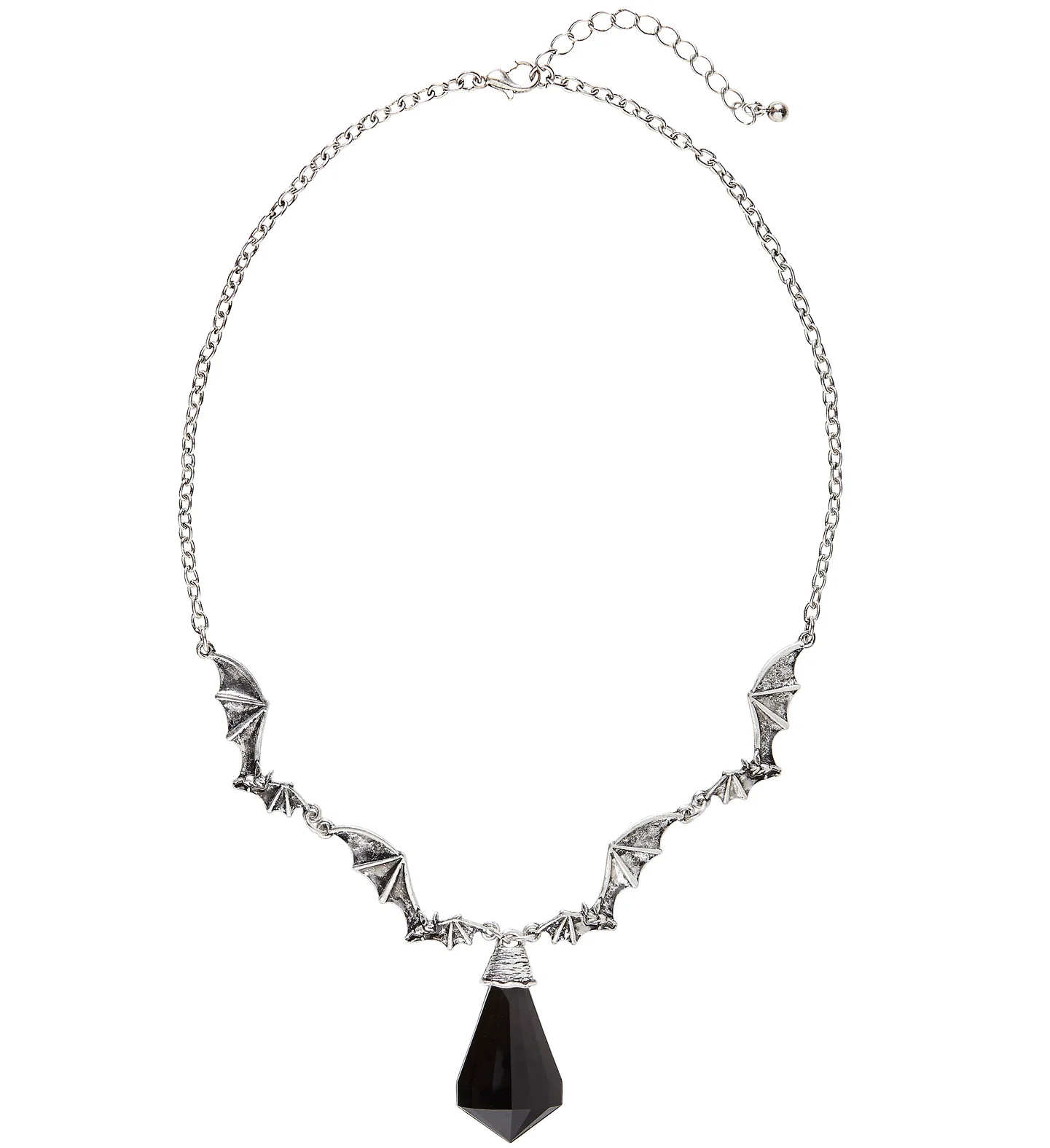 Ketting vleermuis met zwarte steen
