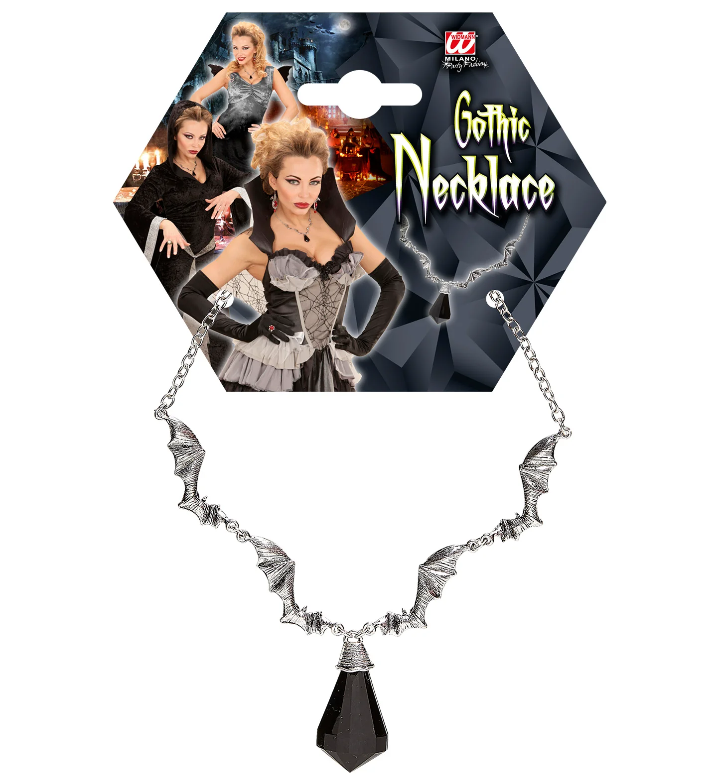 Ketting vleermuis met zwarte steen - Image 5