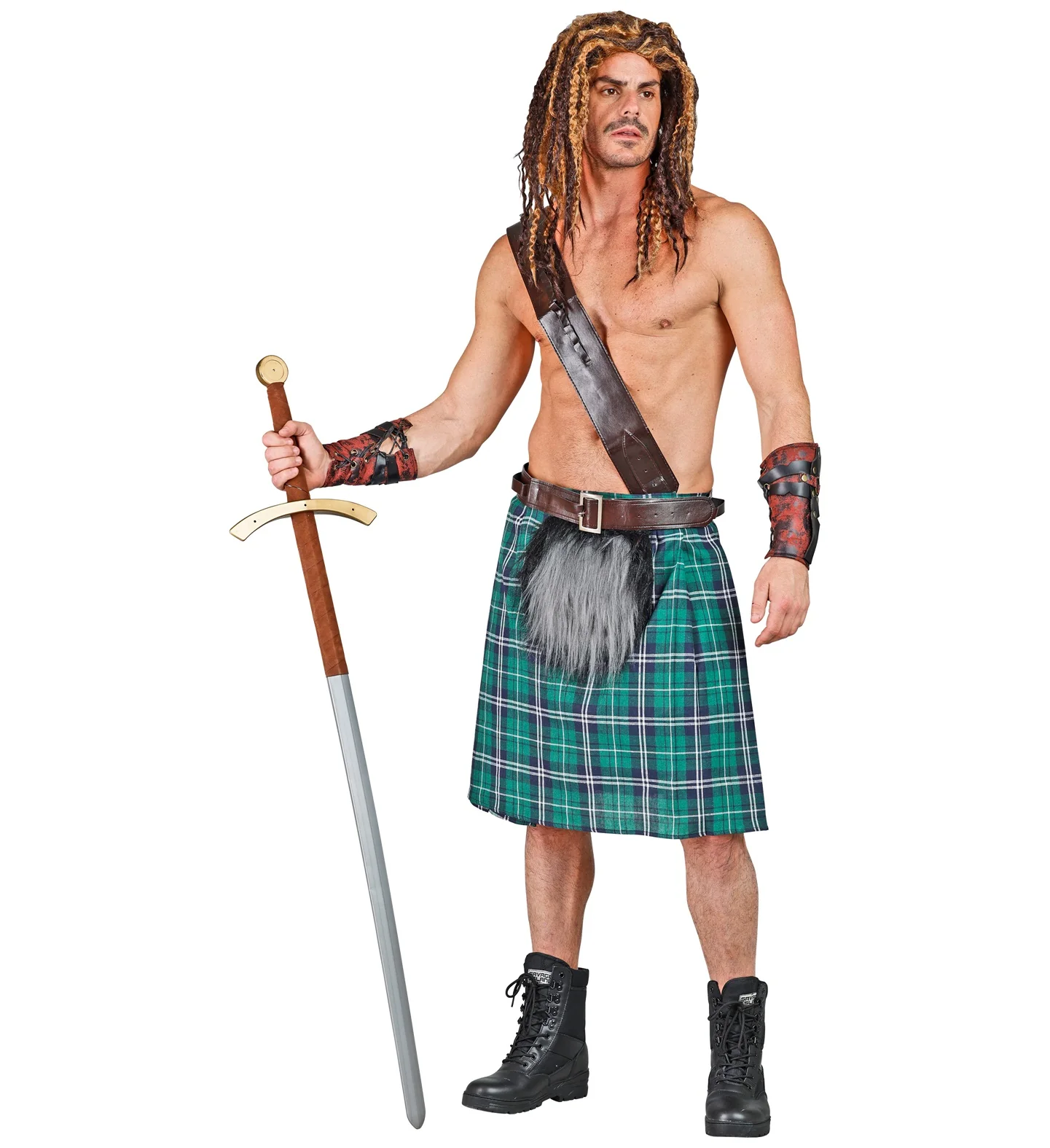 Groene schotse kilt met heuptas - Image 3