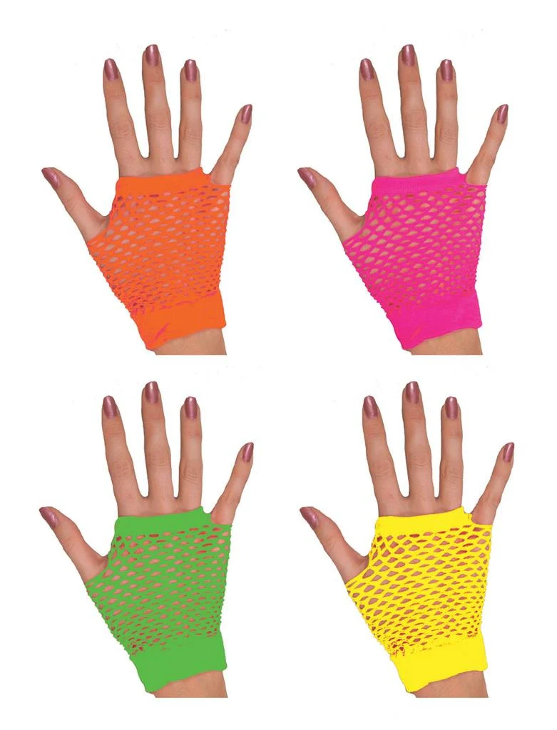 Korte vingerloze nethandschoenen Evi neon groen - Image 3