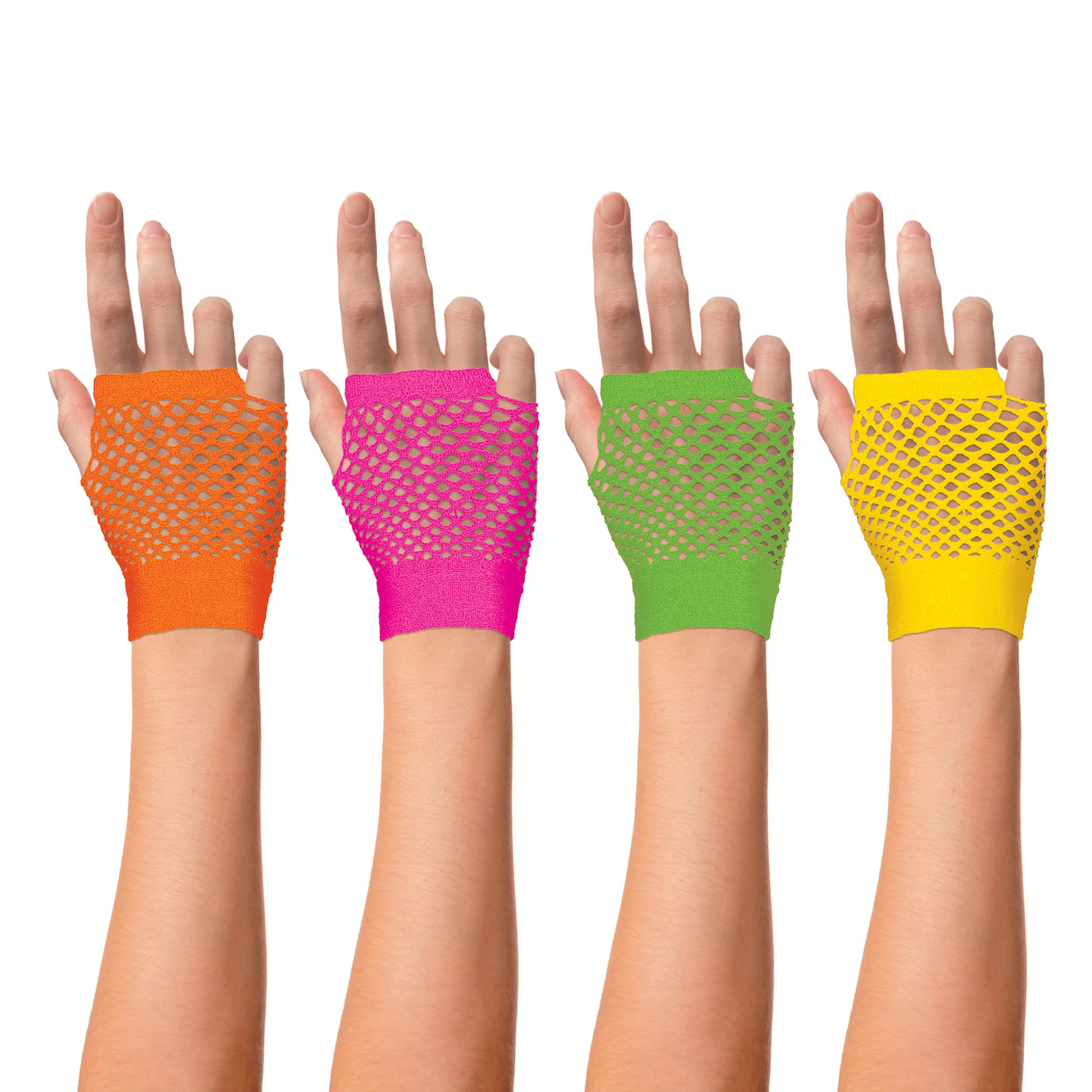 Vingerloze nethandschoenen Evi neon roze - Image 3