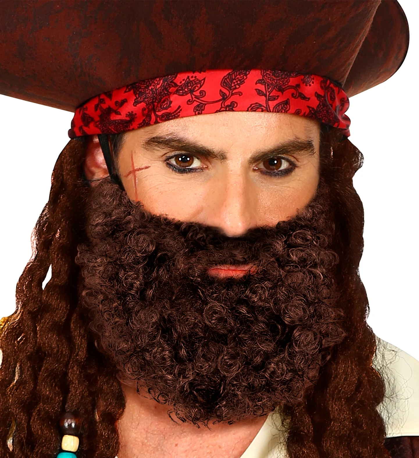 Krullende baard met snor Leonardo, bruin - Image 3