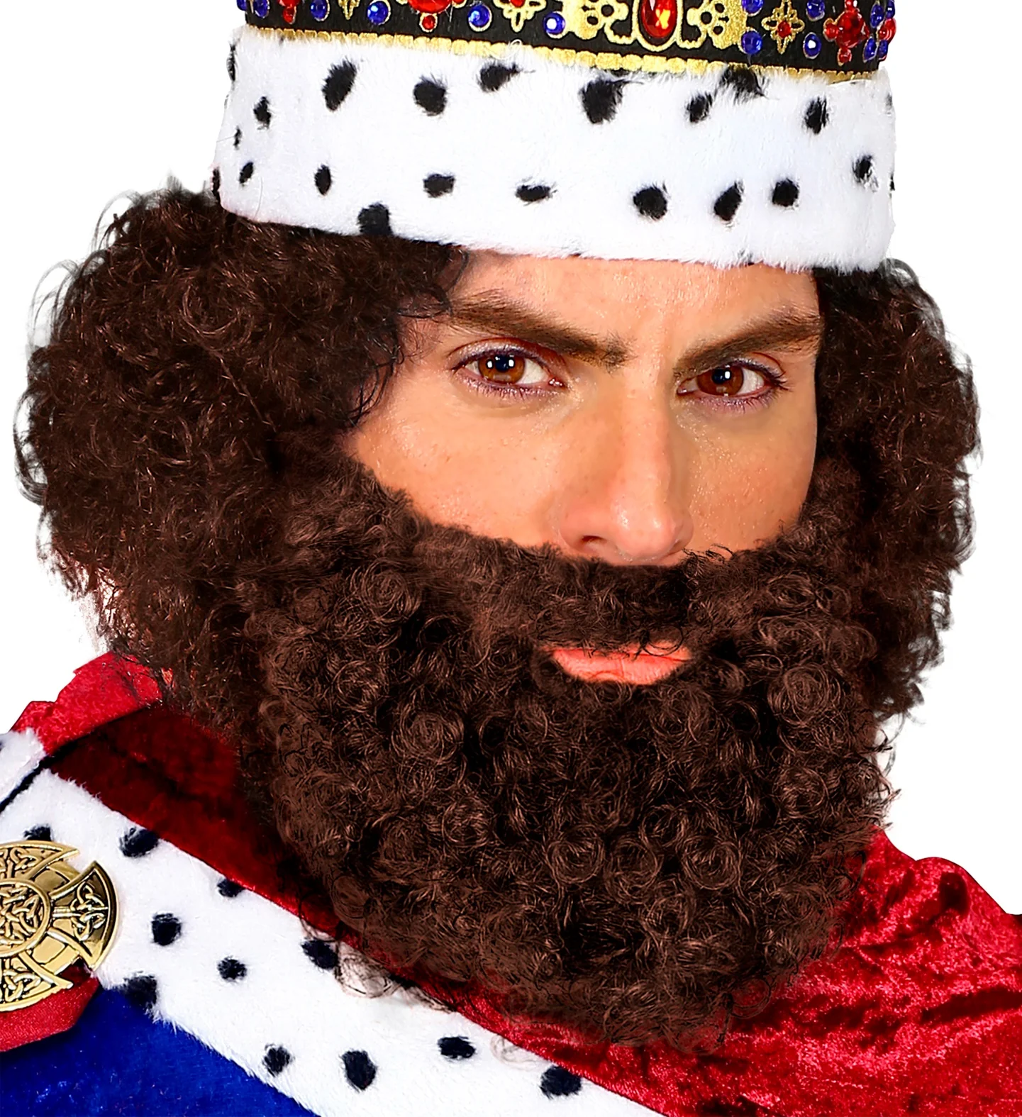 Krullende baard met snor Leonardo, bruin - Image 4