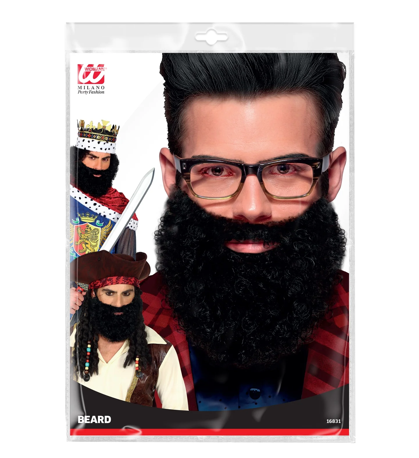 Krullende baard met snor Leonardo, zwart - Image 5