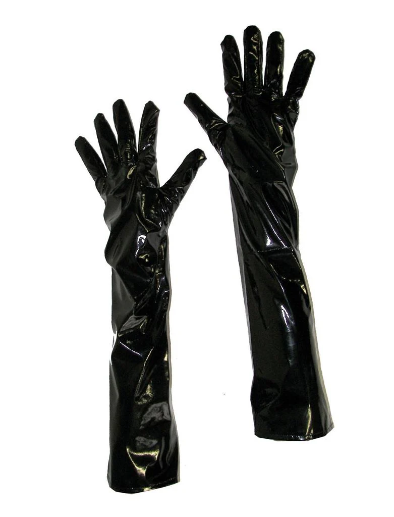 Lak handschoenen zwart 50cm