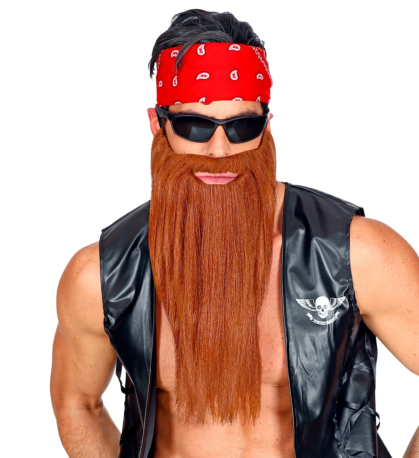 Biker baard met snor bruin - Image 2