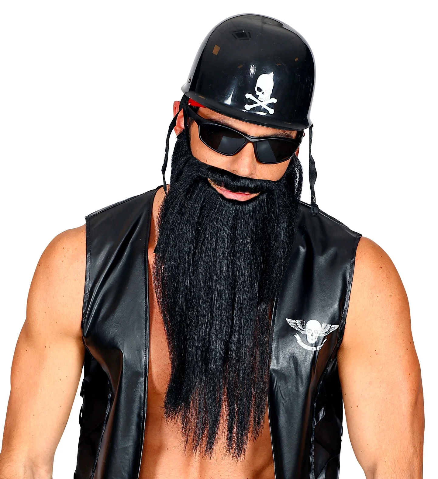 Biker Lange baard met snor zwart - Image 2