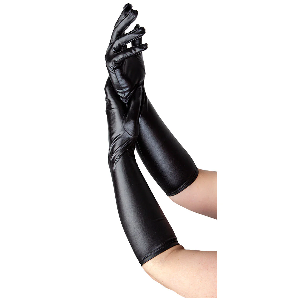 Handschoenen lang dames - metallic zwart