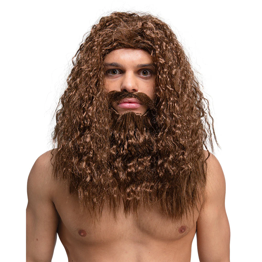 Lange krullende pruik & baard - Image 2